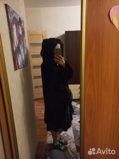 Шуба норковая с капюшоном 42 44 бу