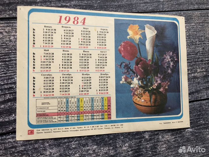 Календарь настенный 1980-1986 СССР