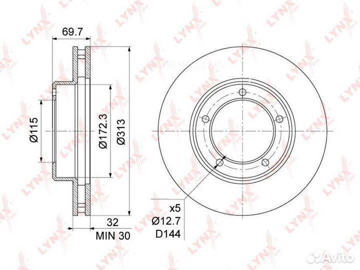 Lynxauto BN-1175 Диск тормозной перед