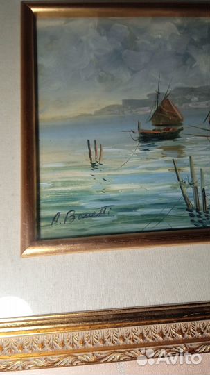 Картина маслом на дереве морской пейзаж