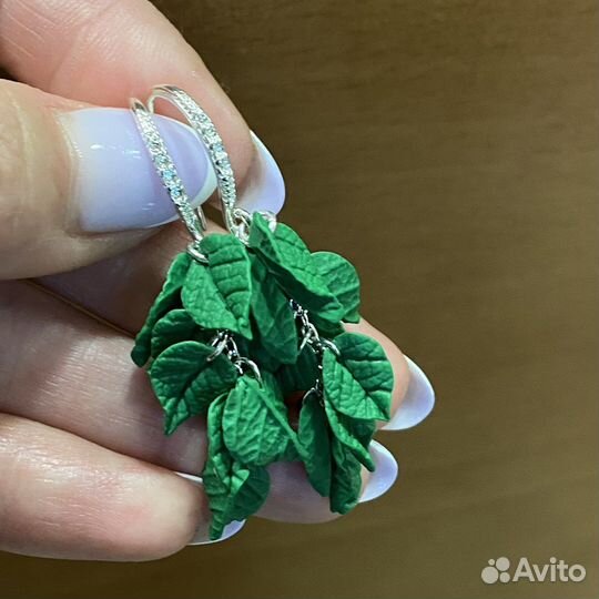 Серьги листики (на заказ)