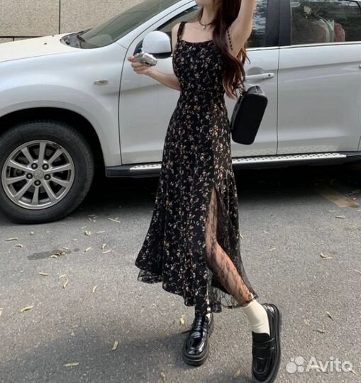 Винтажное черное сетчатое платье y2k