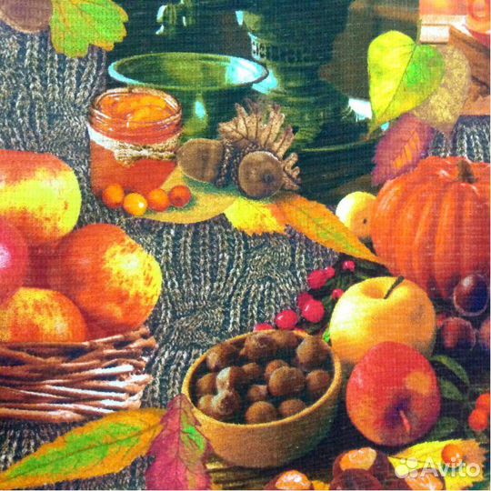 Вафельное полотно «Осень» для пошива полотенец