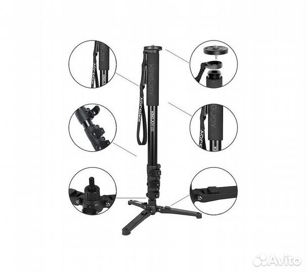 Монопод Kingjoy MP4008F+VT-1510 алюминиевый для видеосъемки (с головой)