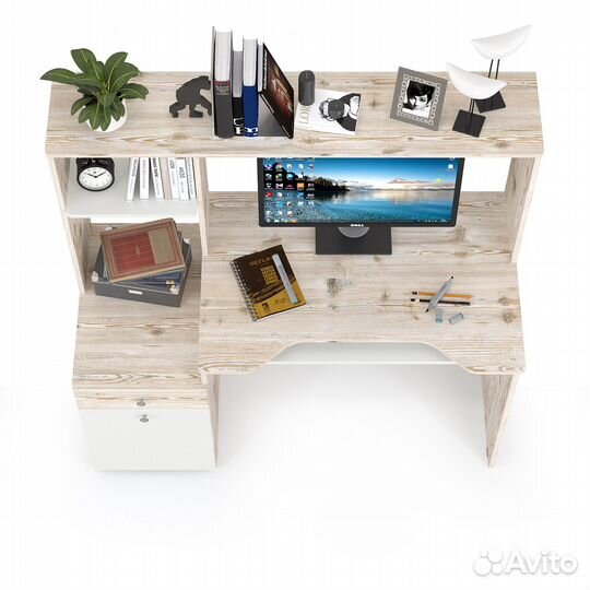 Стол компьютерный Комфорт 12.70 цвет белый шагрень