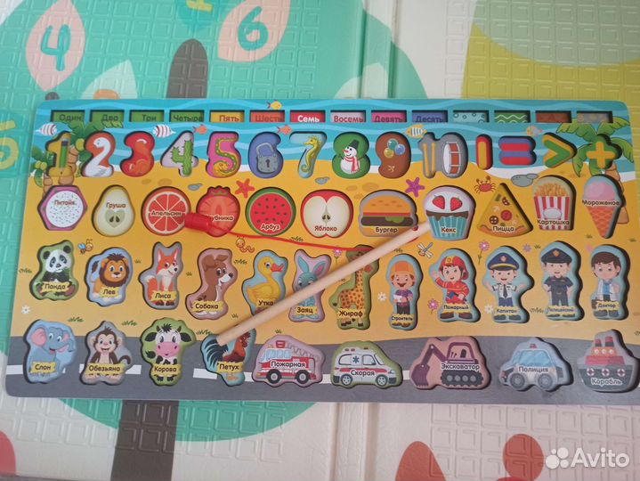 Развивающий деревянный сортер с магнитной рыбалкой