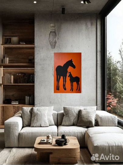 Интерьерная картина лошади минимализм 100х70