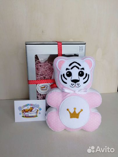 Тигренок с метрикой, именная игрушка, подушка
