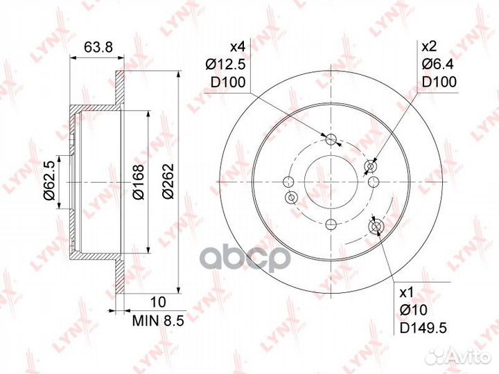 Диск тормозной зад BN1049 lynxauto