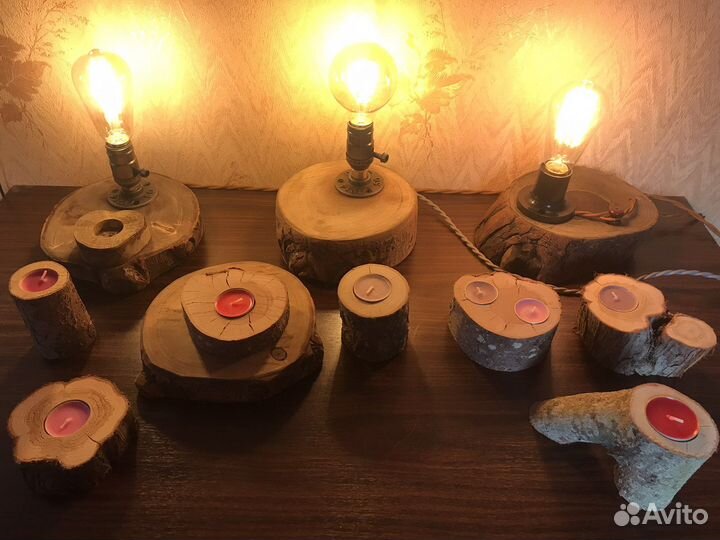 Подсвечники из спилов дерева