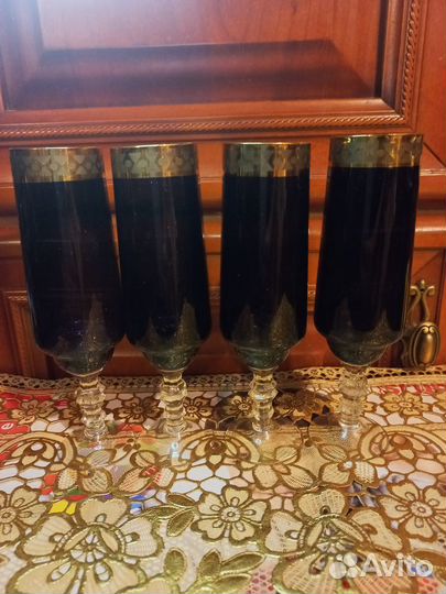 Фужеры-Аметист с золотом* Фужер Калининский з-д