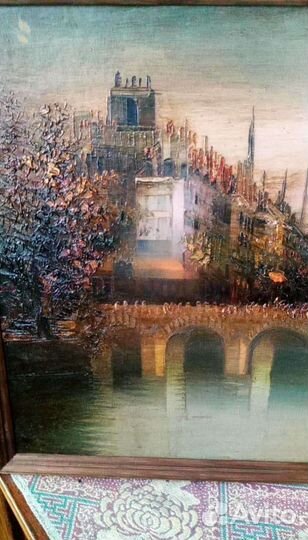 Картина старинная маслом на холсте 42 x37