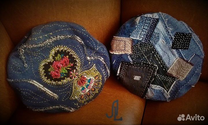Берет женский джинсовый авторский