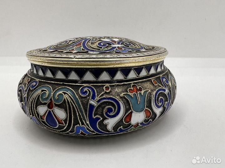 Шкатулка серебро 84 проба эмаль