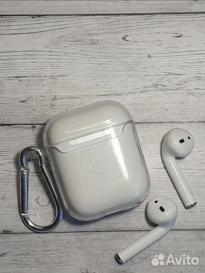 Чехол прозрачный на AirPods 1,2 с карабином