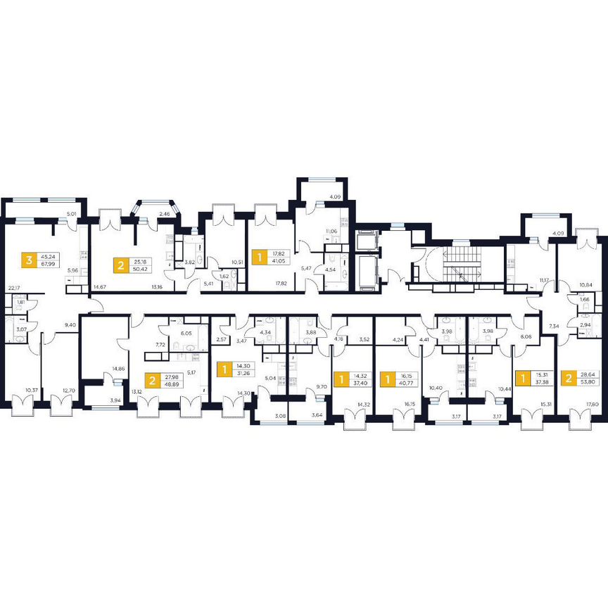 2-к. квартира, 53,8 м², 8/15 эт.