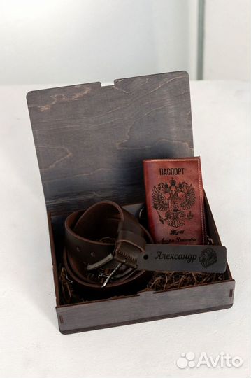 Подарочный набор ремень + обложка на паспорт