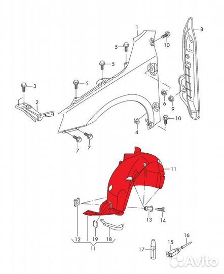 Подкрылок передний правый Skoda Octavia A7