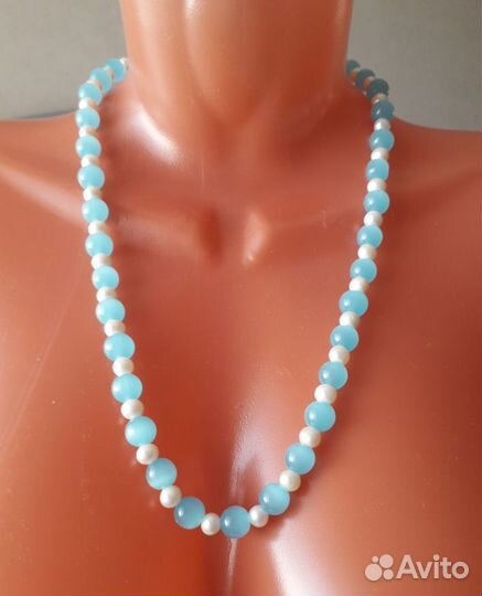 Великолепный комплект жемчуг и кошачий глаз