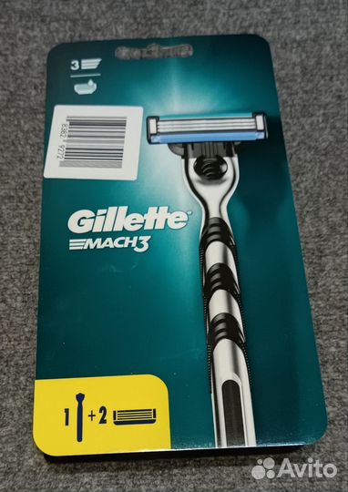 Станок Gillette mach 3 (метал. ручка) +2 кассеты