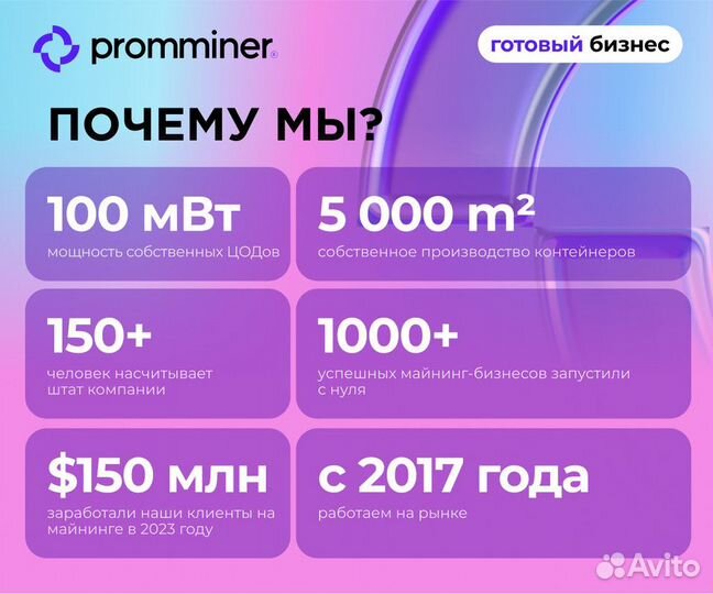 Бизнес под ключ майнинг доход 105% годовых