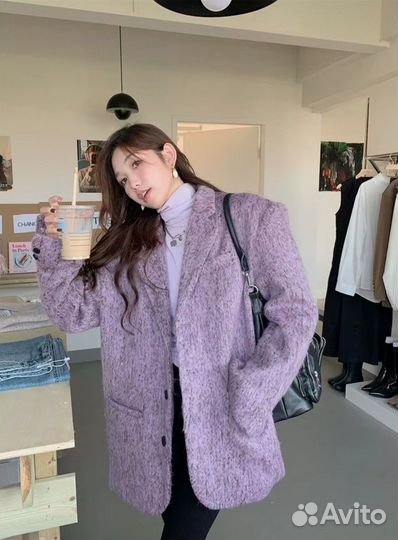 Пиджак пальто лавандовый