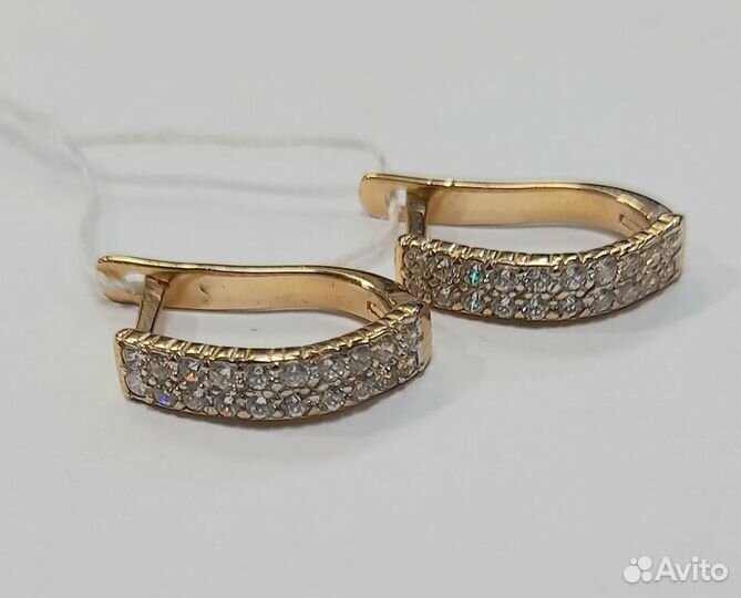 Золотые серьги с фианитами 585