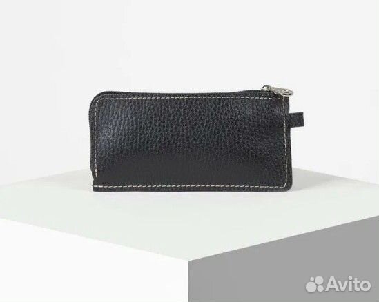 Ключница Кайман 16,5 см кольцо кожа чёрный Россия