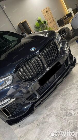 Губа передняя BMW X5 G05 дорест new style черная