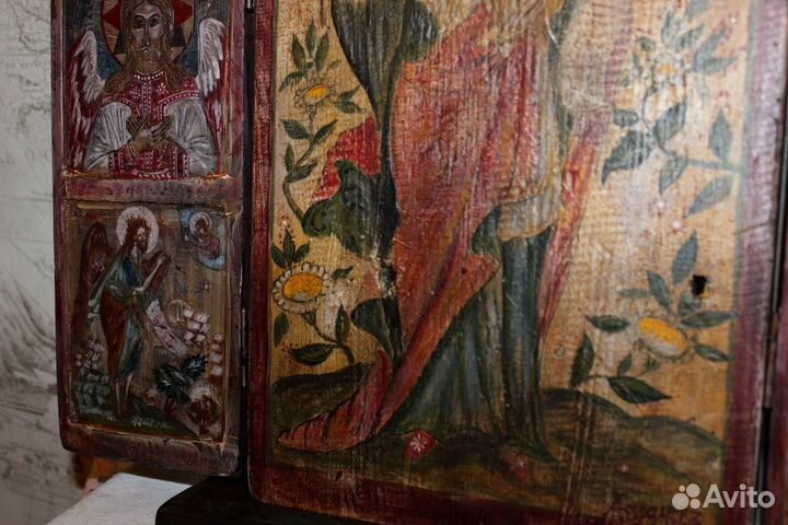 Старинная икона складень триптих 43*62*7 живопись