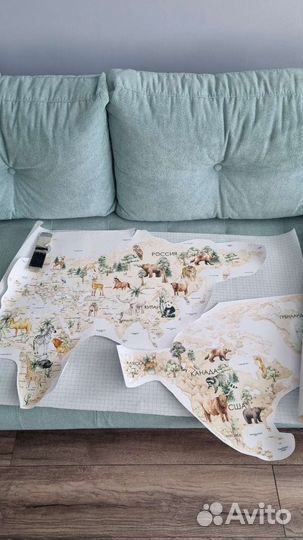 Карта мира на стену наклейка