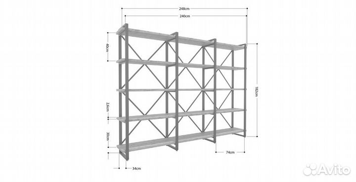 Стеллаж «Айсберг Лофт 240х182-4 v3»