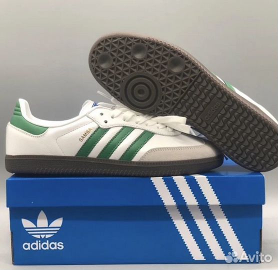 Adidas Samba OG White Green Кроссовки