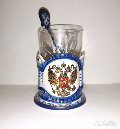 Подстаканник со стаканом и ложкой 