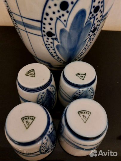 Набор графин и стопки Гжель СССР