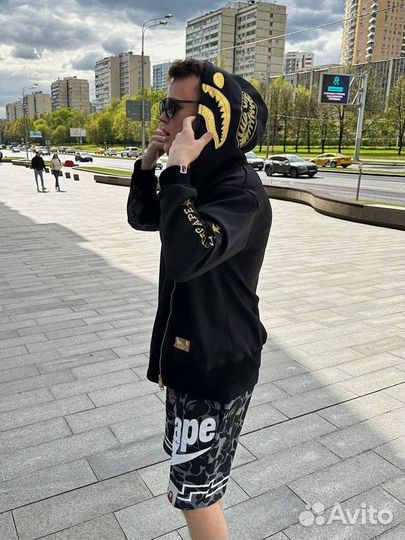 Зипка bape golden black Japan бэйп золотая Худи