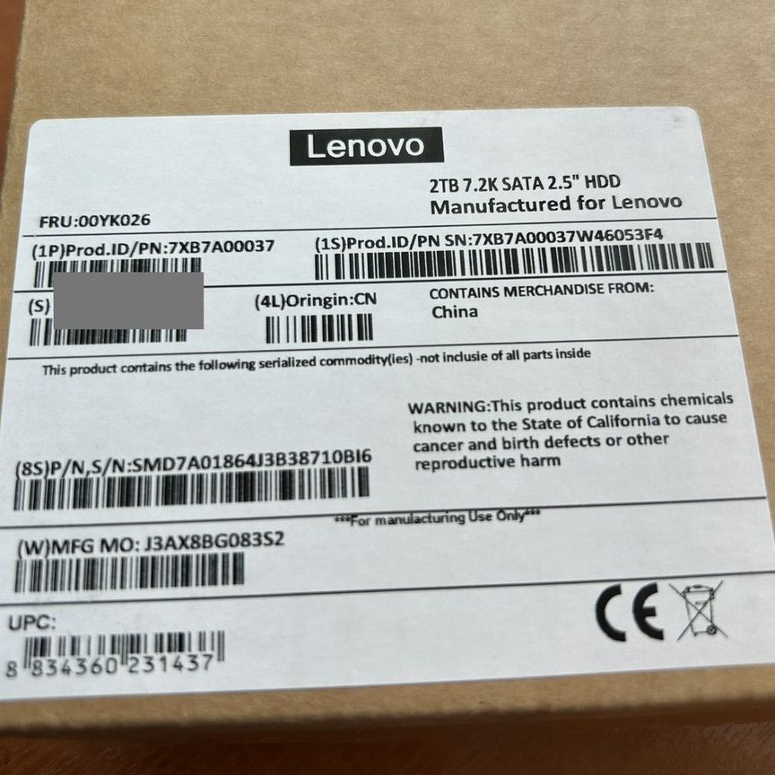 [7XB7A00037] Жесткий Диск Lenovo 2tb 2.5 00yk026 7xb7a00037