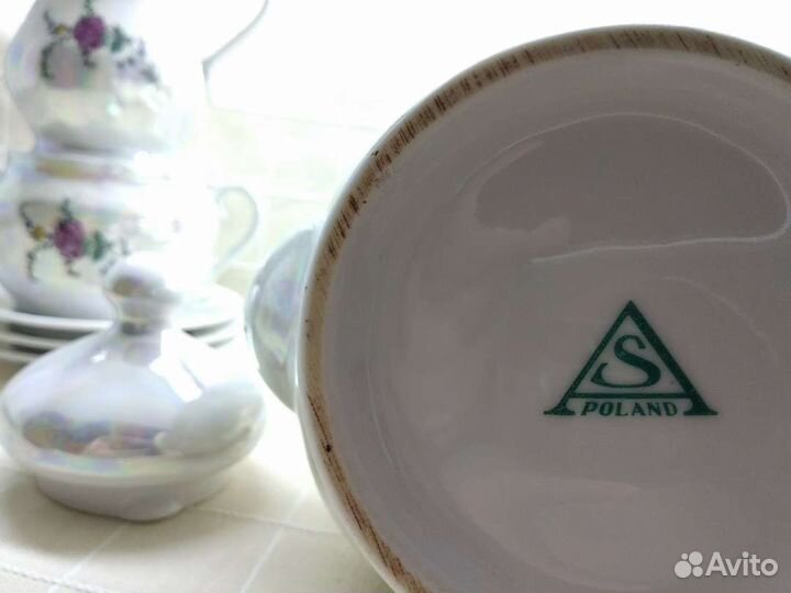 Часть польского кофейного сервиза фарфор перламутр