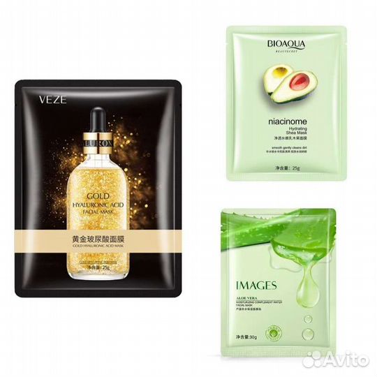 Тканевые маски для лица: Veze gold, Bioaqua, Image