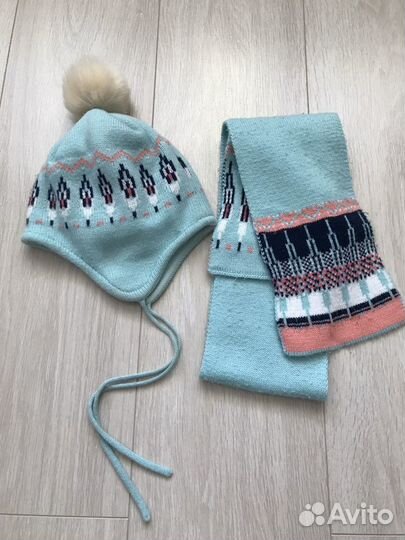 Шапка зимняя шарф комплект варежки