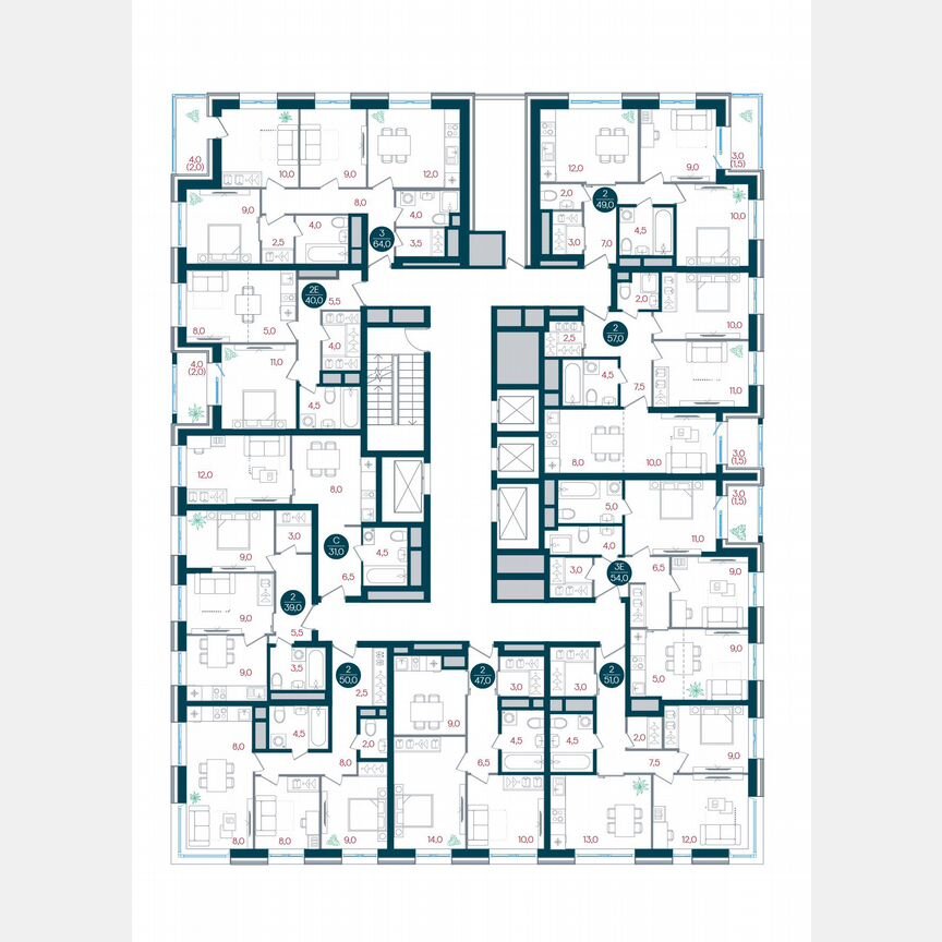 3-к. квартира, 64 м², 22/32 эт.