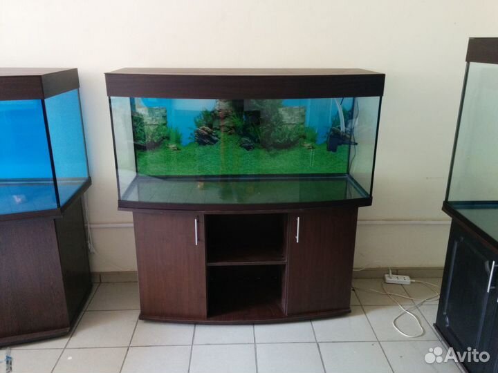 Аквариум 300л. полукруглый свет биофильтр тумба
