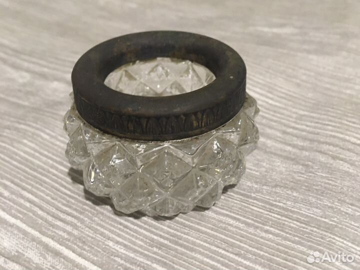 Солоница хрустальная с мельхиором(ссср)