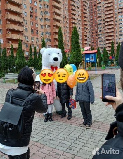 Белый мишка аниматоры Поздравление ростовые куклы