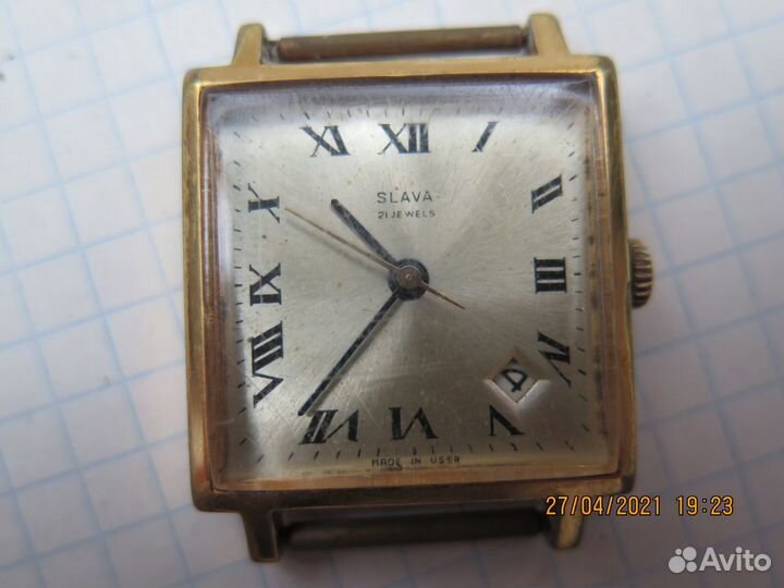 Часы Слава календарь позолота AU10 рабочие на ходу