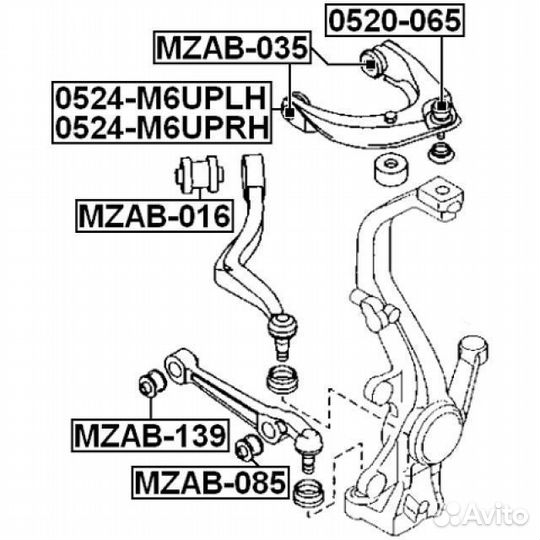 Сайлентблок нижн. рычага пер. внутр. mazda 6 gg 05