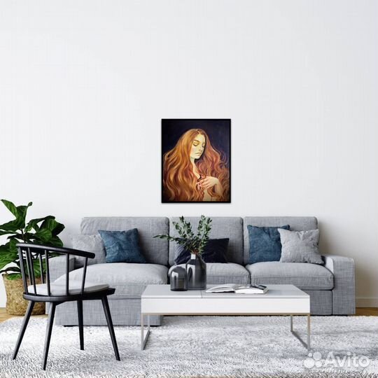 Картина маслом винтаж девушка темный фон стильная