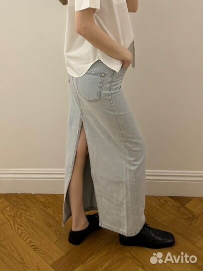 Новая джинсовая юбка макси