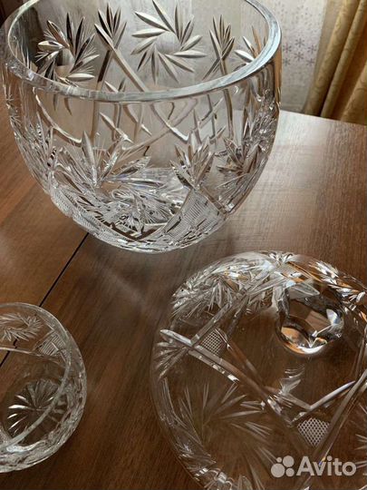 Крюшонница, компотница, набор для пунша. Хрусталь
