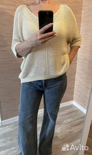 Джемпер пуловер сетка блуза Италия хлопок